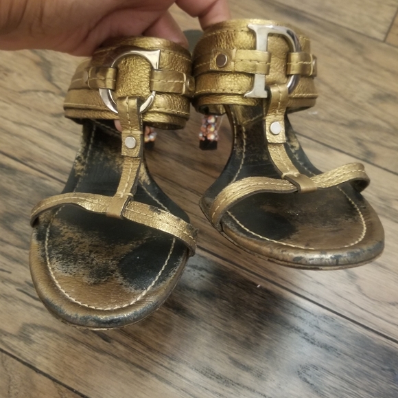 Christian Dior Heels Bronze Gold Jewelled Crystal Heels Dior Mules Size 7.5 - Picture 5 of 16
